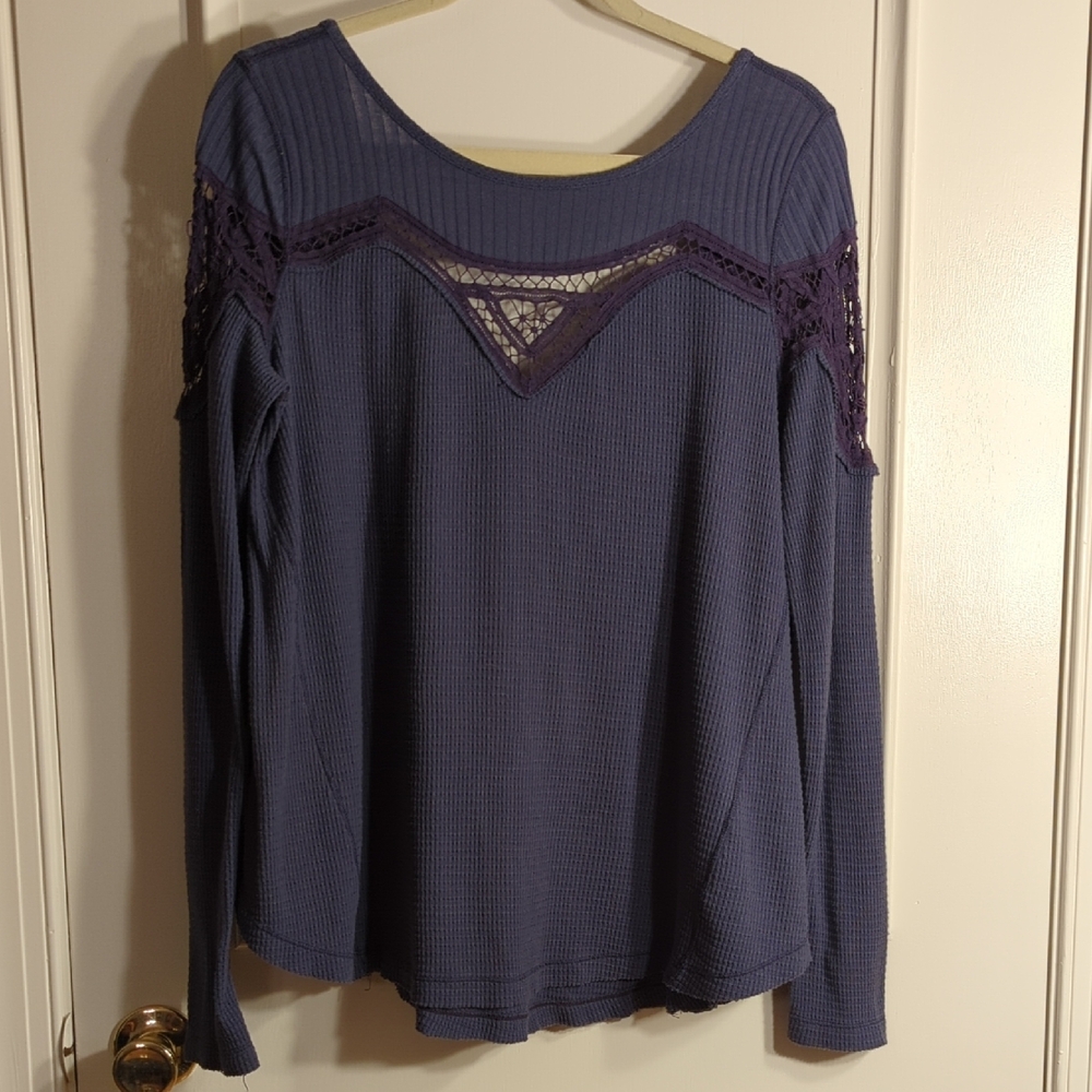 Women's Blue Lace Accent Top